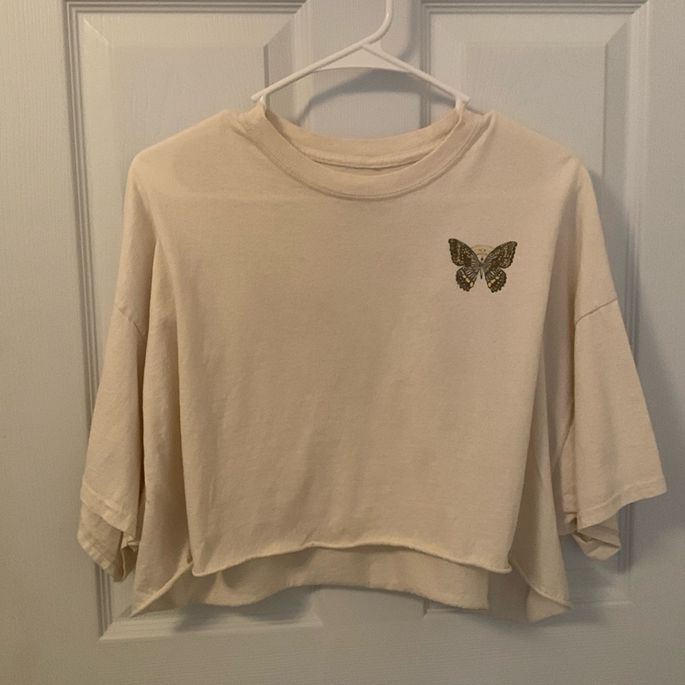 Social Scene Butterfly Crop Top- Size XL